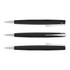 A set of three Lamy Studio metal pens featuring a sleek black design with silver accents.
