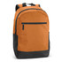 An orange and black Corolla Backpack featuring a front zip pocket and adjustable straps. It has a logo on it.