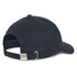A dark navy cap featuring a rear adjustable strap and a branding logo on the back.