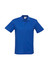 A blue polo shirt featuring a collar and short sleeves, with a logo on the chest area.