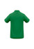 A green men's polo shirt with a classic collar and short sleeves, featuring a logo on the front.