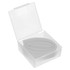 A silicone straw in a compact white case, featuring a simple design and an organised layout.