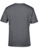 A grey V-neck t-shirt with short sleeves, featuring a plain back design and a logo.