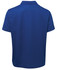 A blue polo shirt featuring a collar and a logo on the back. Suitable for casual or promotional wear.