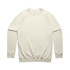 A cream-coloured jumper with long sleeves and a round neckline, featuring a logo.