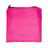A pink drawstring backpack with a black zipper at the top. The bag features a solid color design and is lightweight.