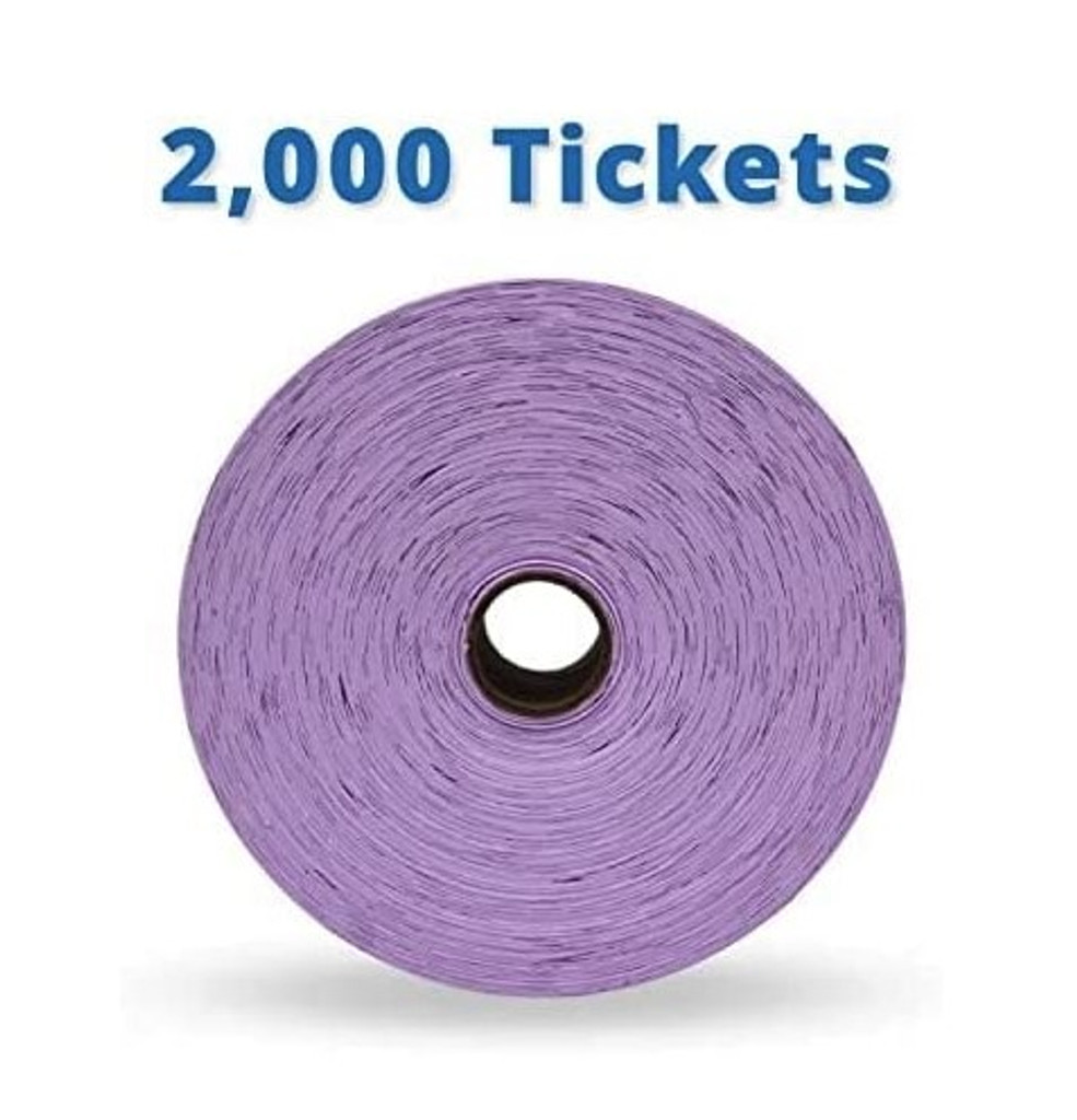 Indiana Ticket - Lilac Double Roll Raffle Tickets - 2,000 Sequentially Numbered 2 Part Tickets, 50/50 Raffle Tickets, Tickets for Drawings, Events, Carnivals, Door Prizes, Drinks, and More