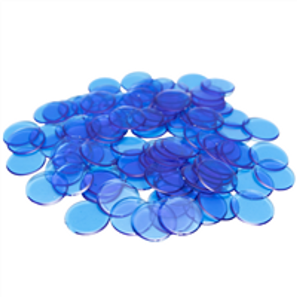Plastic Bingo Chips Blue 7/8 inch size 100 per pack Bingo Markers