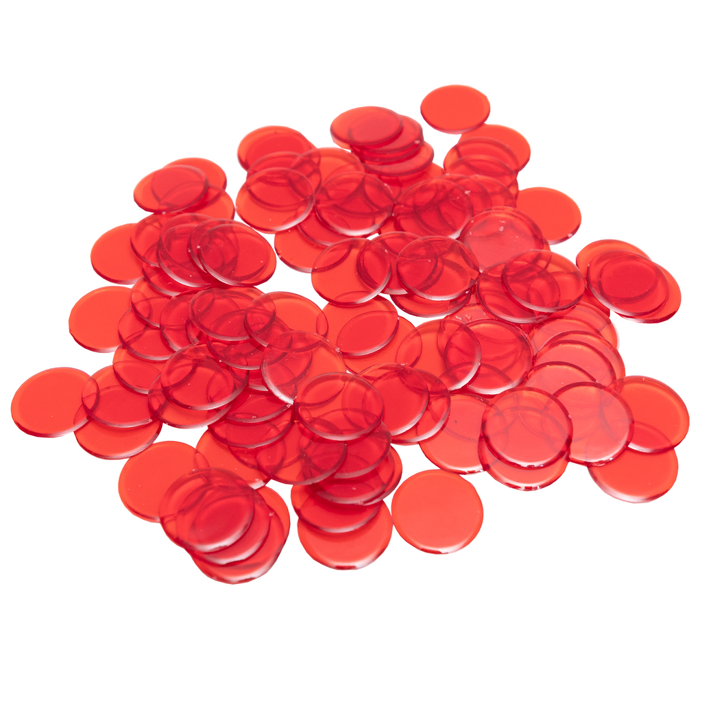 Plastic Bingo Chips Red 7/8 inch size 100 per pack Bingo Markers