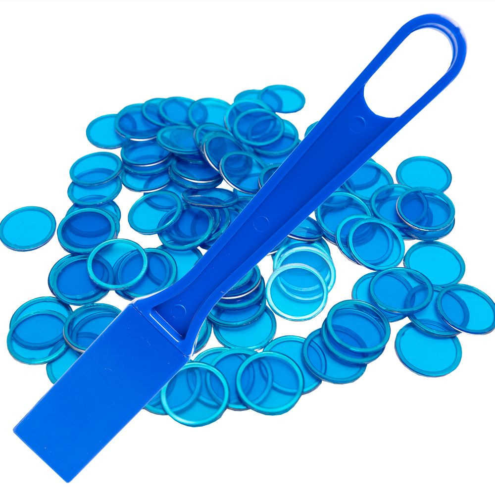Bingo Wand with 100 Bingo Chips Set Blue