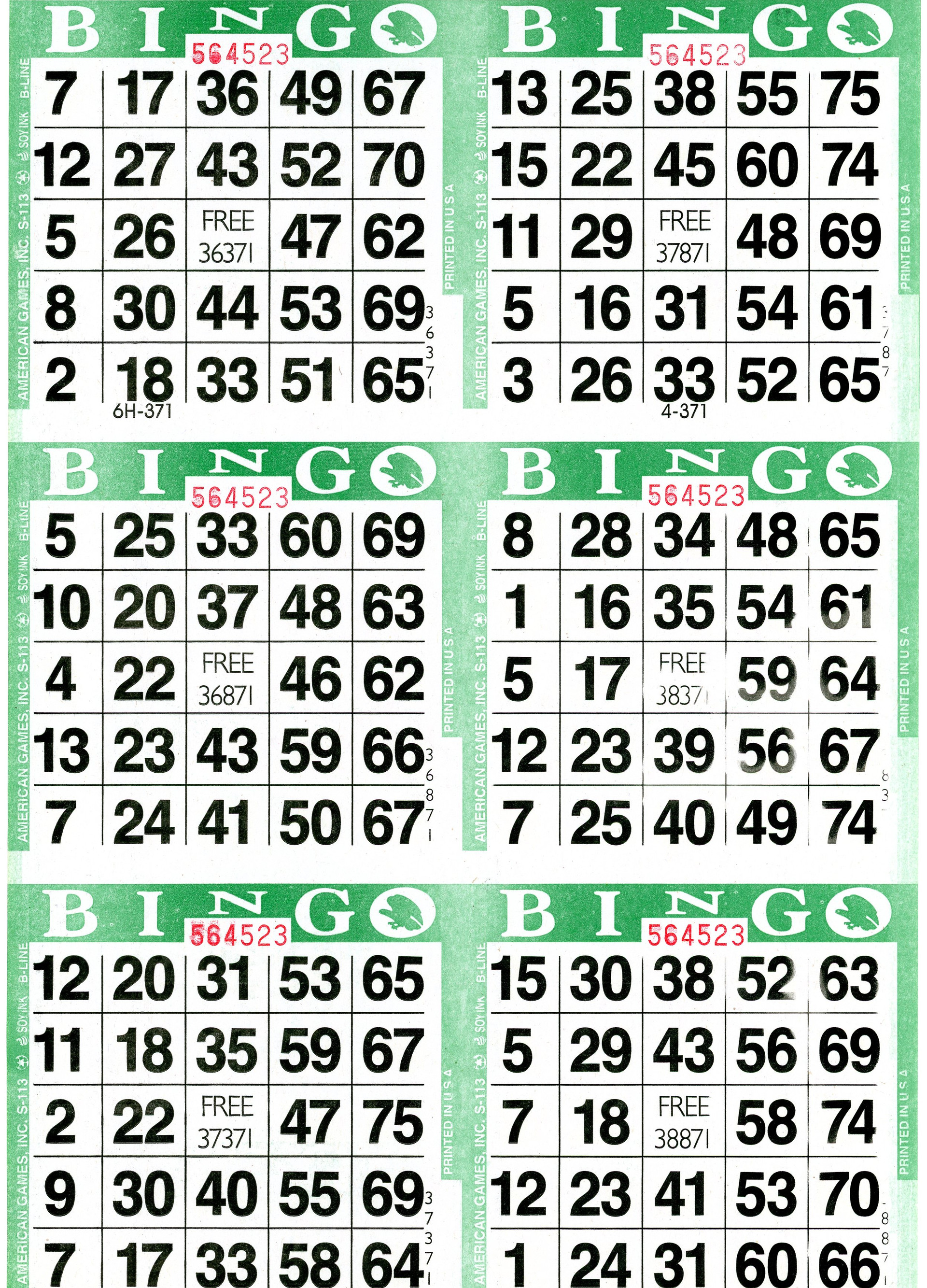 Bingo Cards Paper Bingo Cards Bingo Paper 6 Cards Jackpot Bingo