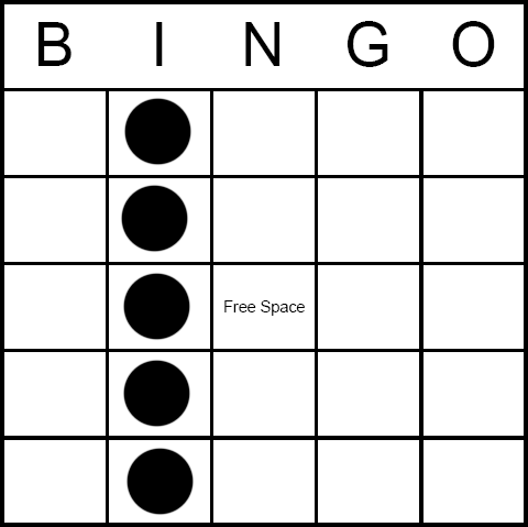 Bingo Game Pattern Any Vertical Bingo Game Pattern Any Vertical