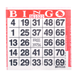 American Games Bingo Paper Game Cards - 1 card - Red - 500 cards per pack, Made in USA