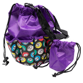 Bingo Bag and Coin Purse Set - Bingo Ball Print Design - Adjustable Shoulder Strap -  Cotton and Nylon - Purple