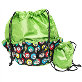 Bingo Bag and Coin Purse Set - Bingo Ball Print Design - Adjustable Shoulder Strap -  Cotton and Nylon - Green