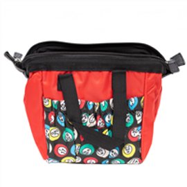 Bingo Bag - Zipper Closure - Carrying Handle - 6 pockets - Cotton and Nylon - Red