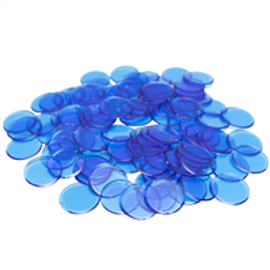 Plastic Bingo Chips - Blue - 7/8 inch size - 100 per pack - Bingo Markers