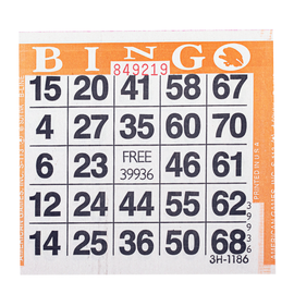 American Games Bingo Paper Game Cards - 1 card - Orange - 500 cards per pack, Made in USA