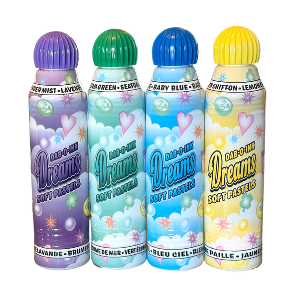 Pastel Dreams - 4 Pack - Baby Blue, Seafoam Green, Lavender Mist, Lemon Chiffon - 3 ounce size - Bingo Ink Markers