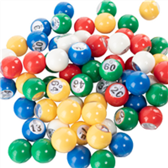 Bingo Balls - Multiple Color - 7/8 inch size - B1 to O75