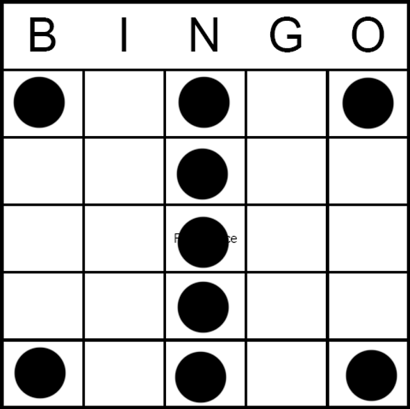 Bingo Game Pattern - Single Line Plus 4 Corners