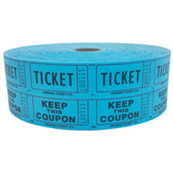 Indiana Ticket - Blue Double Roll Raffle Tickets - 2,000 Sequentially Numbered 2 Part Tickets, 50/50 Raffle Tickets, Tickets for Drawings, Events, Carnivals, Door Prizes, Drinks, and More