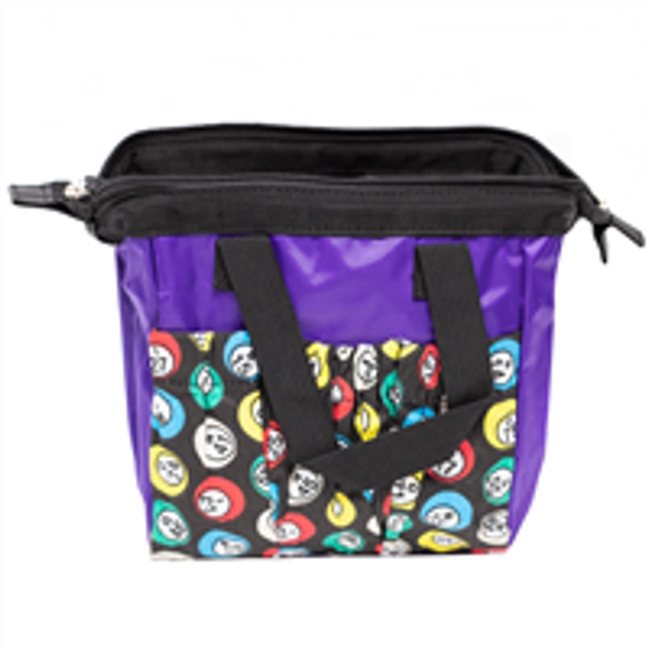 Bingo Bag - Zipper Closure - Carrying Handle - 6 pockets - Cotton and Nylon - Purple