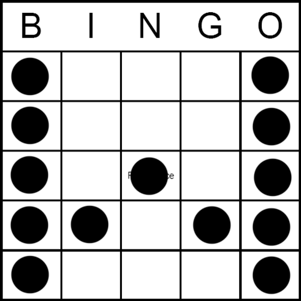 Bingo Game Pattern - Letter w