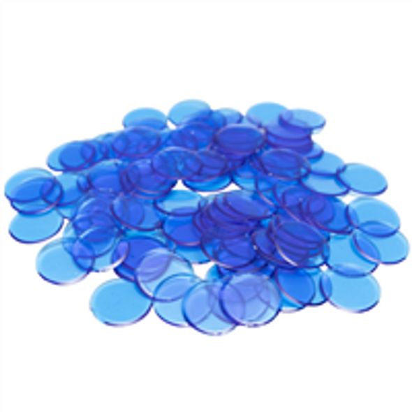 Plastic Bingo Chips - Blue - 7/8 inch size - 100 per pack - Bingo Markers