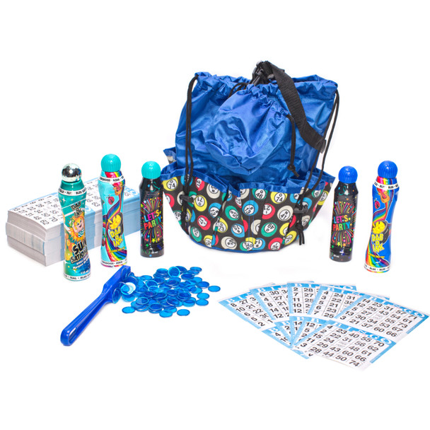 Home Bingo Game Set for 5 Players with Blue Bingo Cards