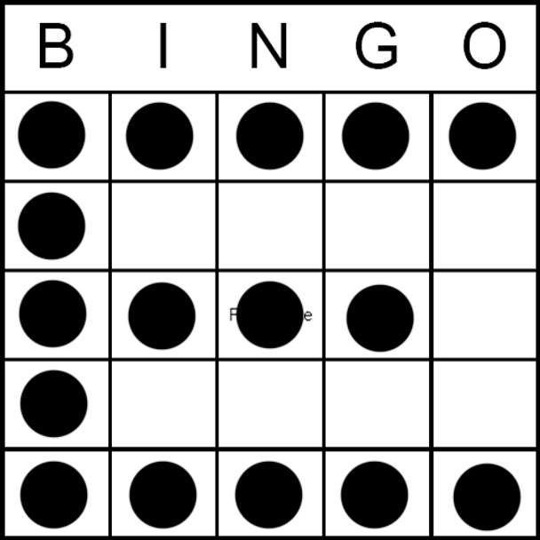 Bingo Game Pattern - Letter E