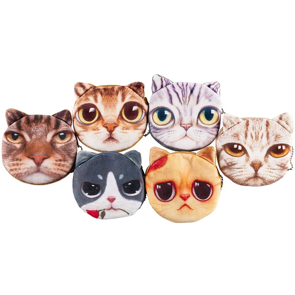 Coin Purse - Plush Cat - 12 per pack