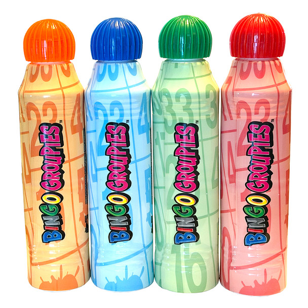 Bingo Groupies Bingo Daubers - 4 Pack - Blue, Green, Orange, Red - 3 ounce size - Bingo Ink Markers