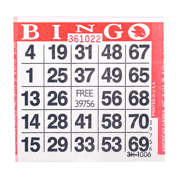 American Games Bingo Paper Game Cards - 1 card - Red - 500 cards per pack, Made in USA