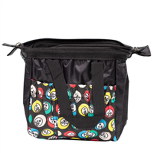 Bingo Bag - Zipper Closure - Carrying Handle - 6 pockets - Cotton and Nylon - Black