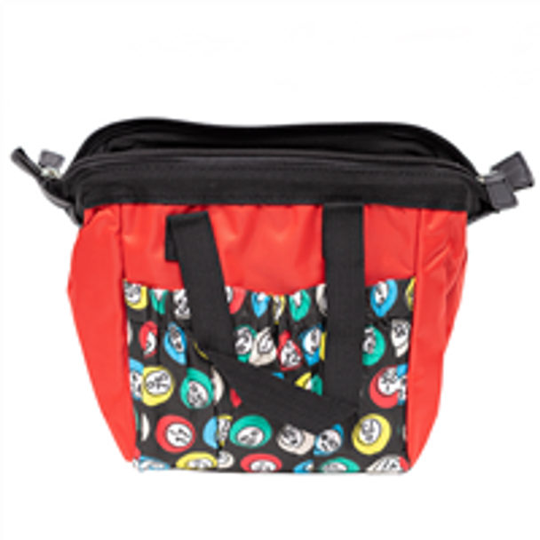 Bingo Bag - Zipper Closure - Carrying Handle - 6 pockets - Cotton and Nylon - Red