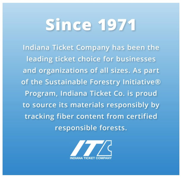 Indiana Ticket - Blue Double Roll Raffle Tickets - 2,000 Sequentially Numbered 2 Part Tickets, 50/50 Raffle Tickets, Tickets for Drawings, Events, Carnivals, Door Prizes, Drinks, and More