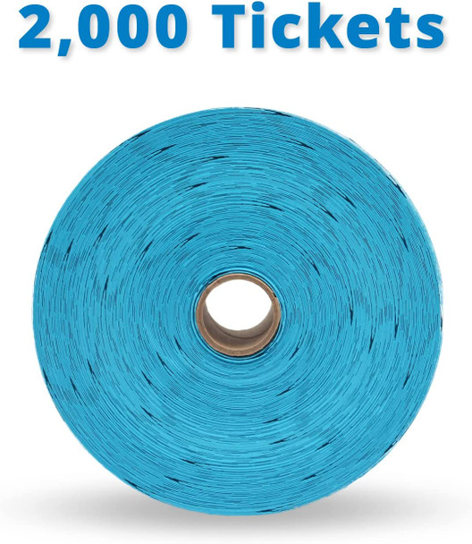 Indiana Ticket - Blue Double Roll Raffle Tickets - 2,000 Sequentially Numbered 2 Part Tickets, 50/50 Raffle Tickets, Tickets for Drawings, Events, Carnivals, Door Prizes, Drinks, and More