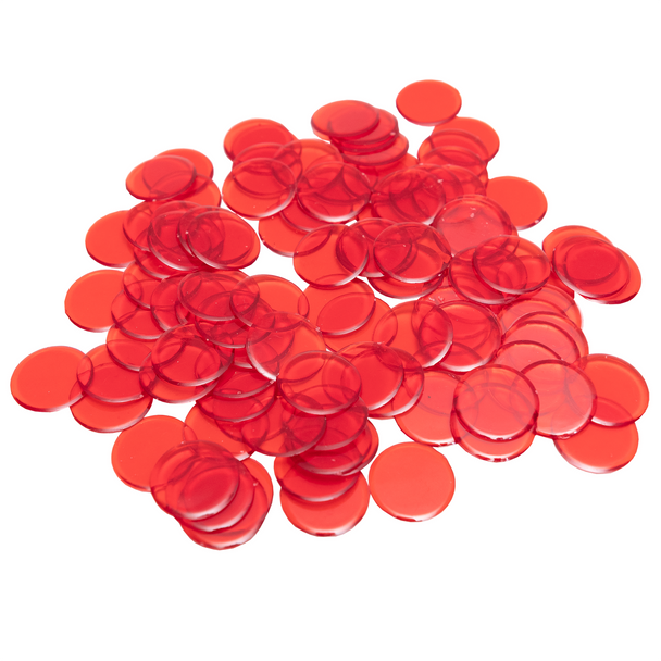 Plastic Bingo Chips - Red - 7/8 inch size - 100 per pack - Bingo Markers