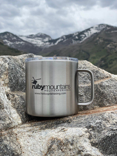 YETI 14oz RMH Mug in Stainless Steel - Ruby Mountain Heli-Ski