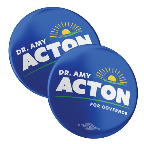 Amy Acton - Blue Background (2.25" Pin-Back Button -- Pack Of Two!)
