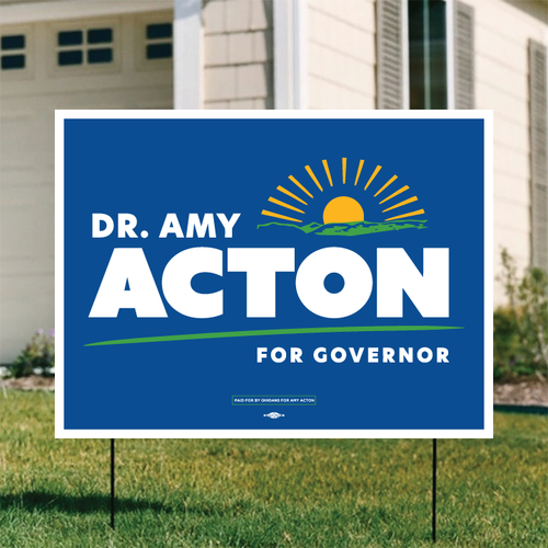 Amy Acton - Blue Background (24" x 18" Coroplast Yard Sign)