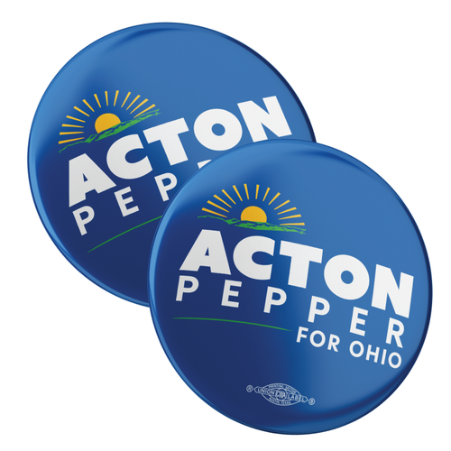Acton/Pepper - Blue Background (2.25" Pin-Back Button -- Pack Of Two!)