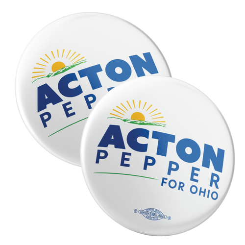 Acton/Pepper - White Background (2.25" Pin-Back Button -- Pack Of Two!)