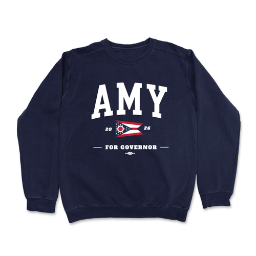 Amy For Governor - Collegiate (Navy Crewneck Sweater)