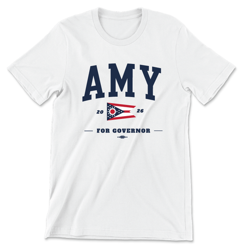 Amy For Governor - Collegiate (Unisex White Tee)