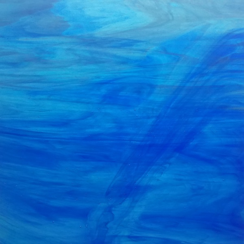 blue sky Sky Blue, Dark Blue & White Wispy (WO707) | Stained Glass