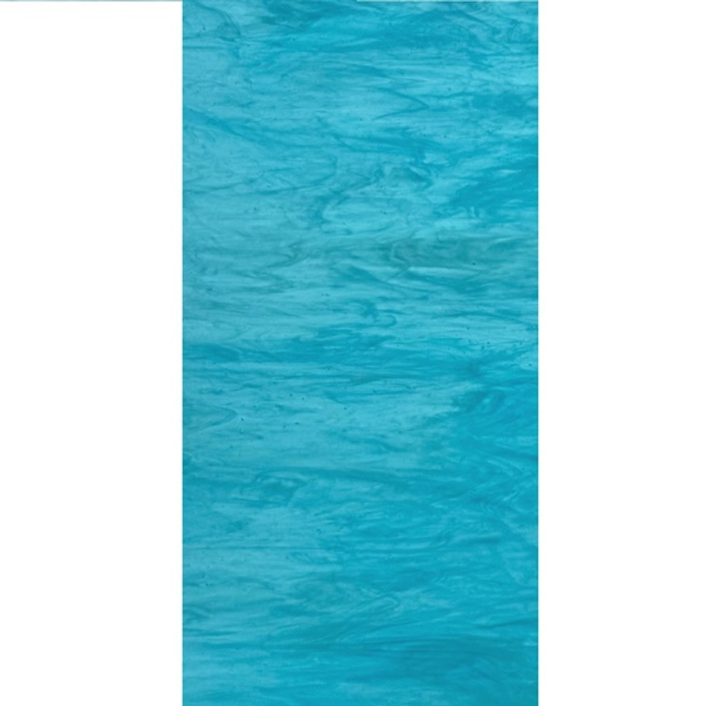 Turquoise Blue & White Wispy (AGC-145-6) - 6" x 12" Sheet