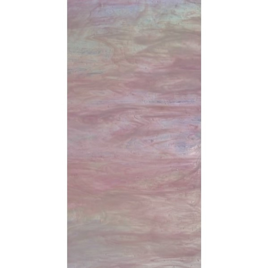 Iridized Pink, White & Clear Wispy (AGC-555-IR-6) - 6" x 12" Sheet