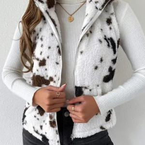 Cow Print Vest Jacket